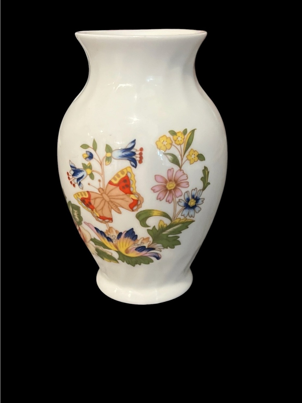 Aynsley Cottage Garden Bud Vase Floral Butterflies Fine Bone China England VTG